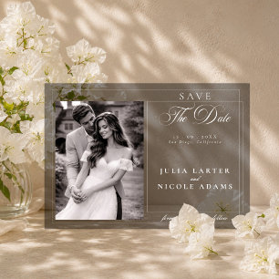 Classic Gray Calligraphy Photo Save The Date