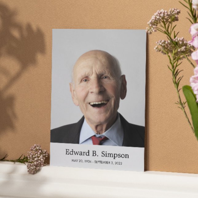 Classic Gray Funeral Prayer Card With Photo (Creator Uploaded)