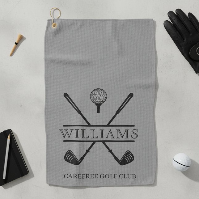 Classic Gray Golf Club Player Name Towel (Creator Uploaded)