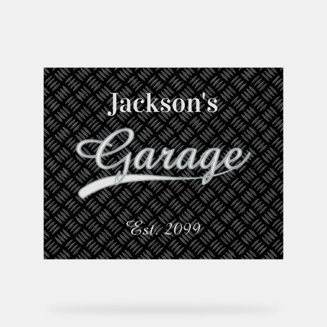 Classic Gray Grey Garage Acrylic Sign (Front)