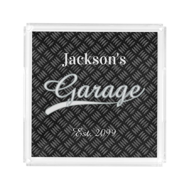 Classic Gray Grey Garage Square Acrylic Trays (Front)