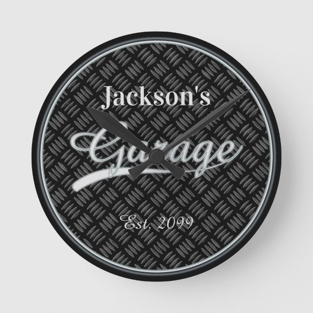 Classic Gray Grey Garage Wall Clock (Front)