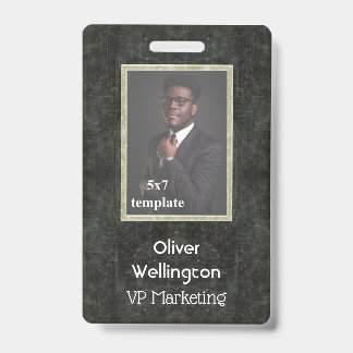 Classic Gray Marble Convention Employee ID Tag Badge