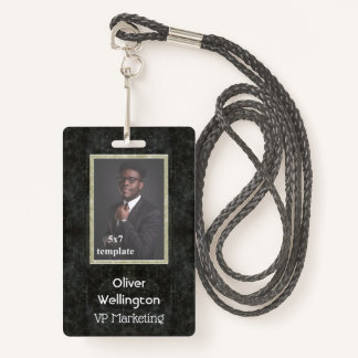 Classic Gray Marble Convention Employee ID Tag Badge