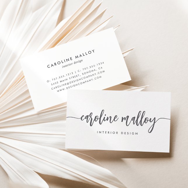 Classic Gray | Modern Signature Script Business Card (Creator Uploaded)