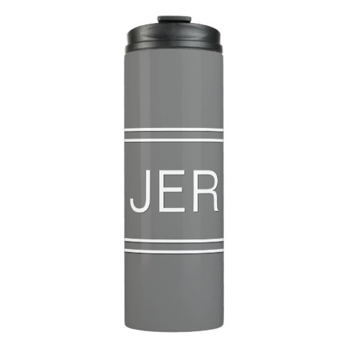 Classic Gray Personalized Monogram Initials Drink Thermal Tumbler