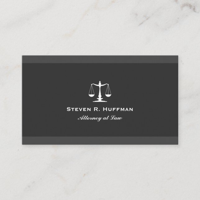 Classic Gray Stripe Attorney at law Justice Scale Business Card (Front)
