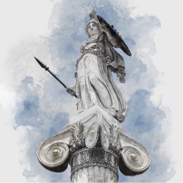 Classic Greek Athena Statue Art – Minimalist Myth (Front)