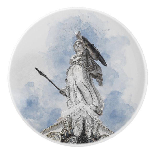 Classic Greek Athena Statue – Decorative  Ceramic Knob (Front)