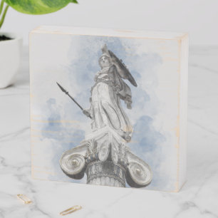 Classic Greek Athena Statue Wooden Box Sign 