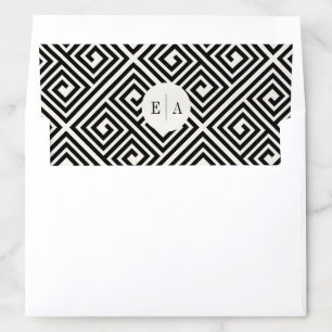 Classic Greek Key Black & White Geometric Wedding Envelope Liner