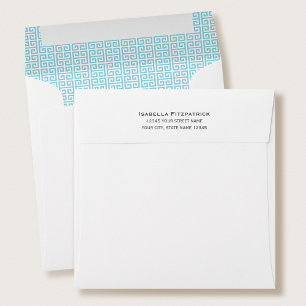 Classic Greek Key Pattern Return Address Blue Envelope