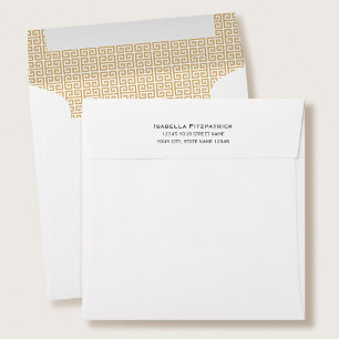 Classic Greek Key Pattern Return Address Gold Envelope