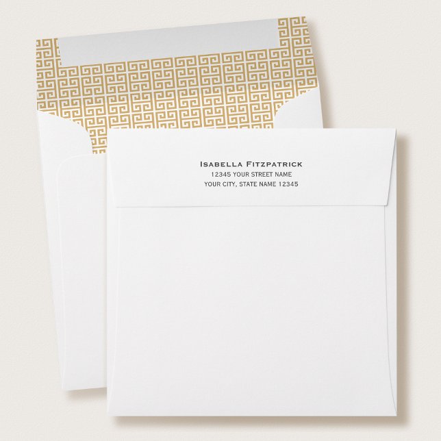 Classic Greek Key Pattern Return Address Gold Envelope (Creator Uploaded)