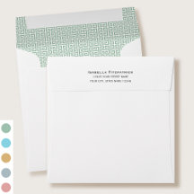 Classic Greek Key Pattern Return Address Green