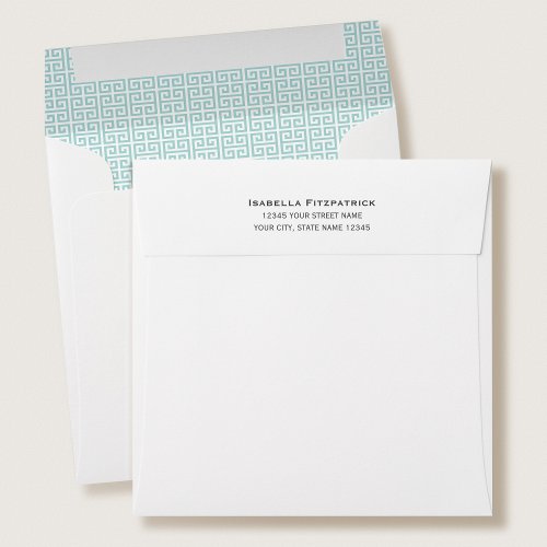 Classic Greek Key Pattern Return Address Mint Envelope