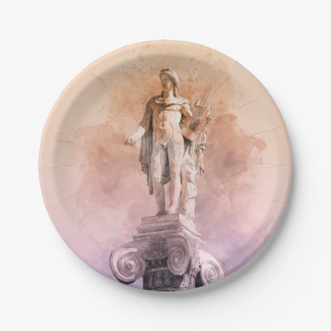 Classic Greek Statue of Apollo Paper Plates  (Front)