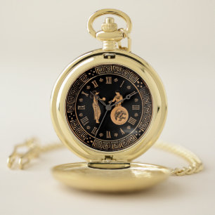 classic greek warrior pocket watch