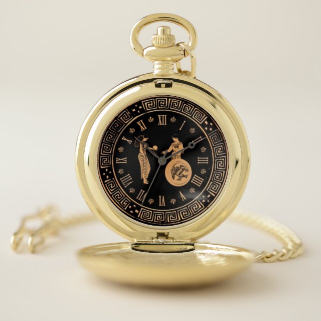 classic greek warrior pocket watch (Inside)