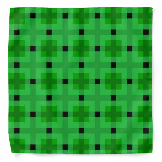 Classic Green and Black Block Matrix Pattern Bandana