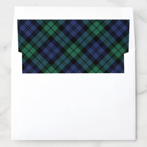 Classic Green and Blue Black Watch Plaid Holiday Envelope Liner