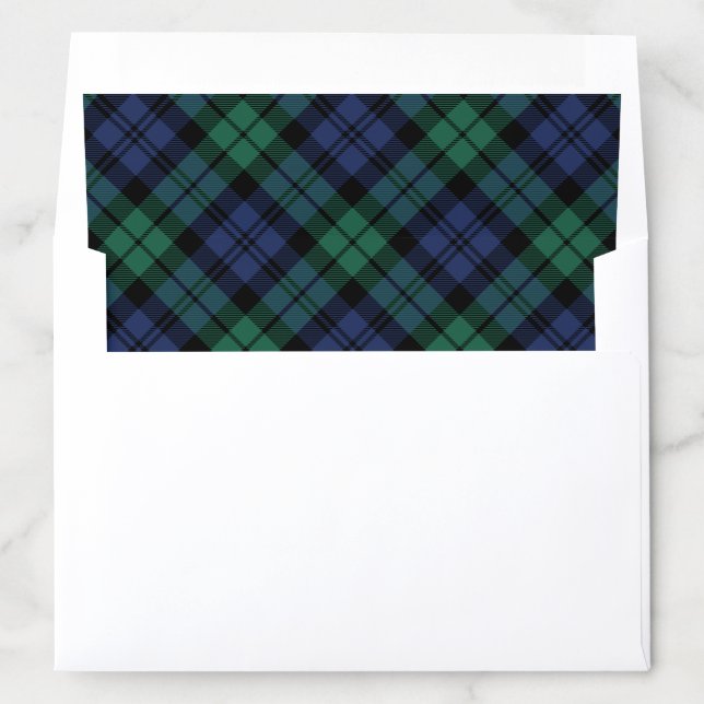 Classic Green and Blue Black Watch Plaid Holiday Envelope Liner (In Envelope)