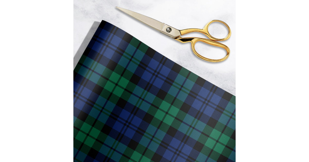 Classic bold holiday plaid and stars hunter green wrapping paper sheets, Zazzle