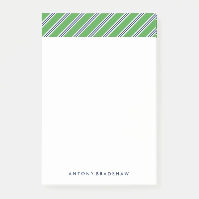 Classic Green and Blue Stripes Post-it Notes (Front)