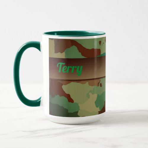 Classic Green and Brown Camo Personalized Mug