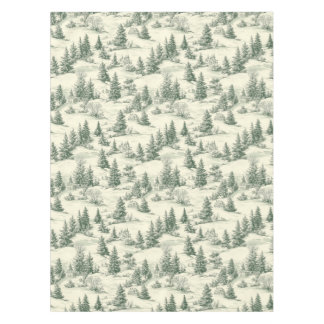 Classic Green and Cream Toile French Christmas Tablecloth