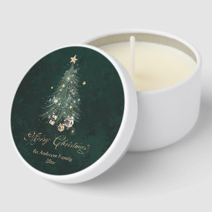 Classic Green and Gold Christmas Mini Candle Favors