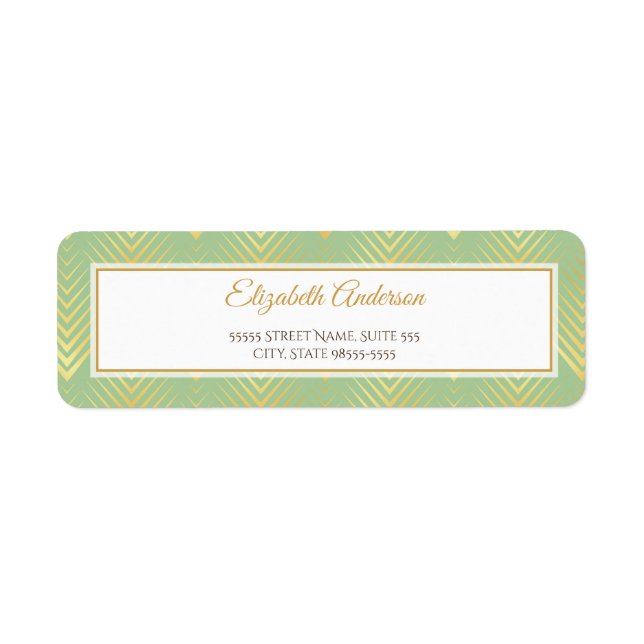 Classic Green and Gold Geometric Pattern and Name Label (Front)