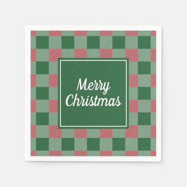 Classic Green And Red Plaid Christmas Napkins (Front)