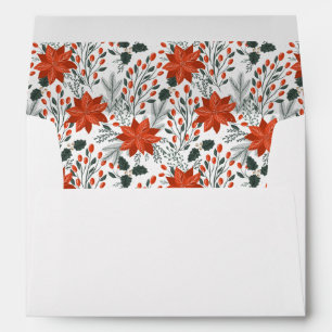 Classic Green and Red Poinsettia Holiday Envelope
