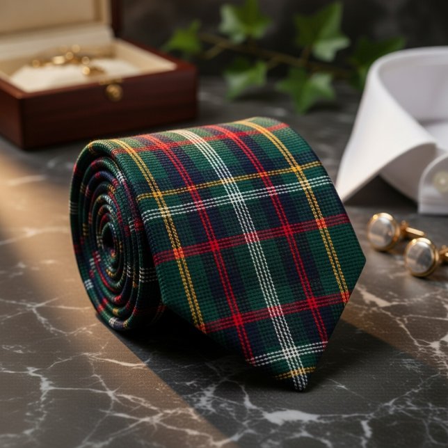 Classic Green and Red Tartan Plaid Pattern Neck Tie (Creator Uploaded)