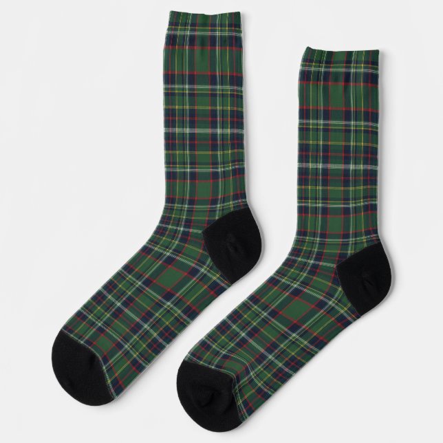 Classic Green and Red Tartan Plaid Pattern Socks (Left)