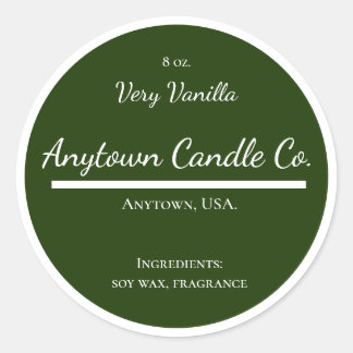 Classic Green and White Candle Jar Labels