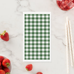 Classic Green and White Gingham Check Paper Guest Towels