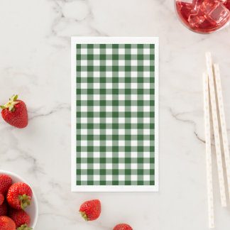 Classic Green and White Gingham Check Paper Guest Towels