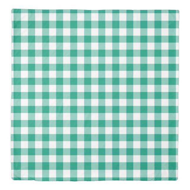 Classic Green And White Gingham Checks Pattern Duvet Cover (Front)