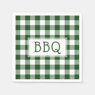 Classic Green and White Gingham Pattern BBQ Party Napkins