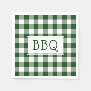 Classic Green And White Gingham Pattern Bbq Party Napkins by RocklawnArts at Zazzle