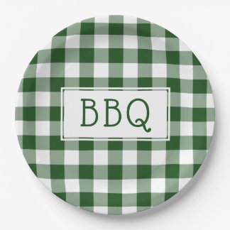 Classic Green and White Gingham Pattern BBQ Party Paper Plates