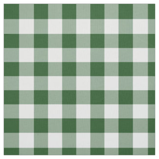Classic Green and White Gingham Plaid Fabric