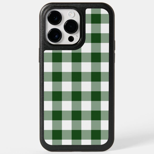 Classic Green and White Gingham Plaid Otterbox iPhone Case (Back)