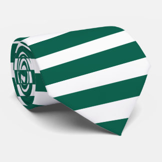 Classic Green And White Horizontal Striped  Neck Tie