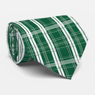 Classic Green and White Plaid Tartan Neck Tie