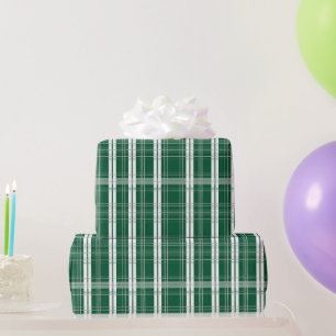 Classic Green and White Plaid Tartan Wrapping Paper
