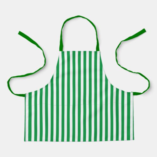 Classic Green and White Vertical Stripes Apron