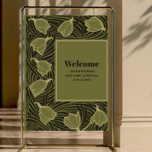 Classic Green Art Nouveau Wedding Foam Board